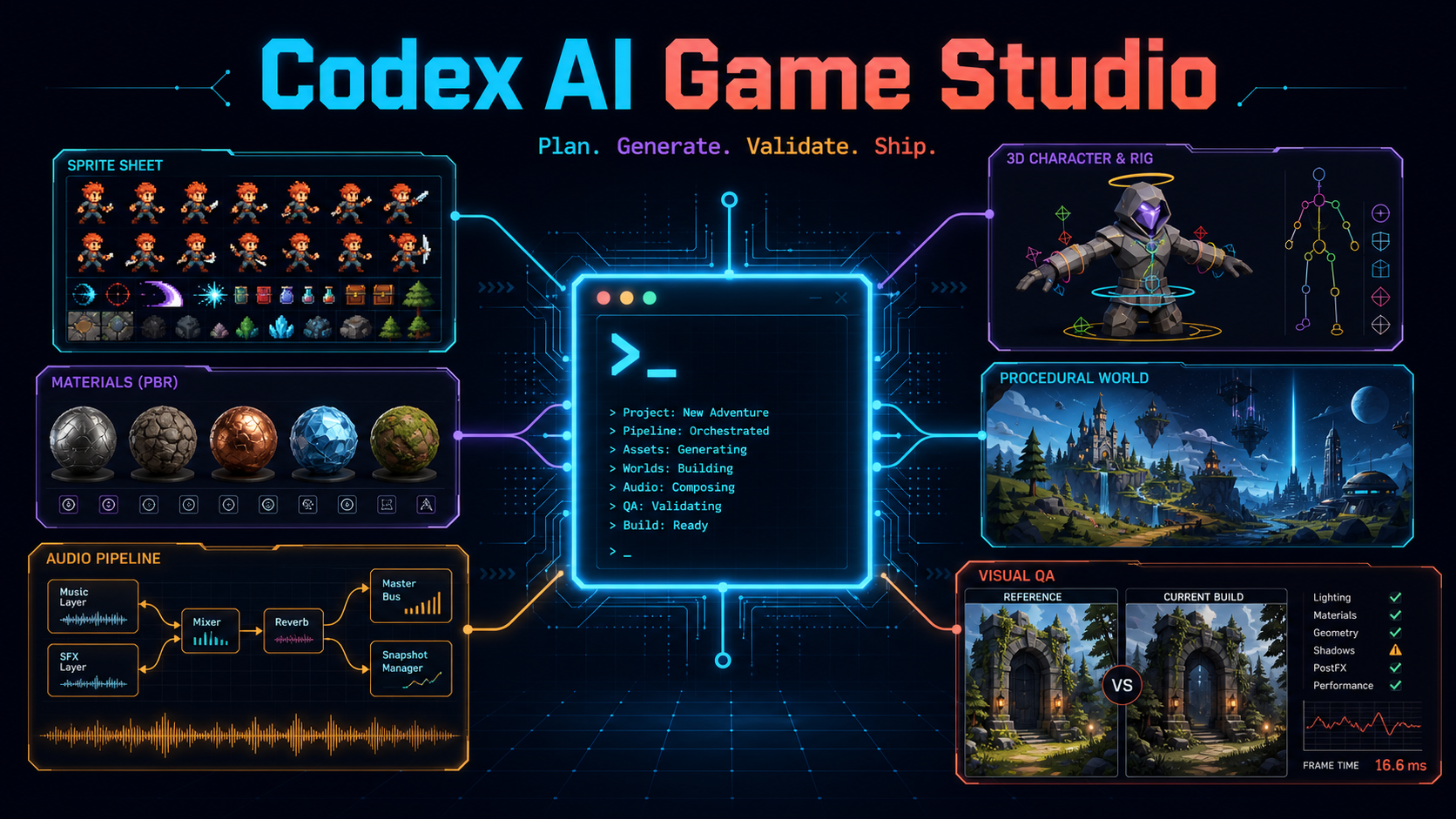 Codex AI Game Studio: Plan. Generate. Validate. Ship.